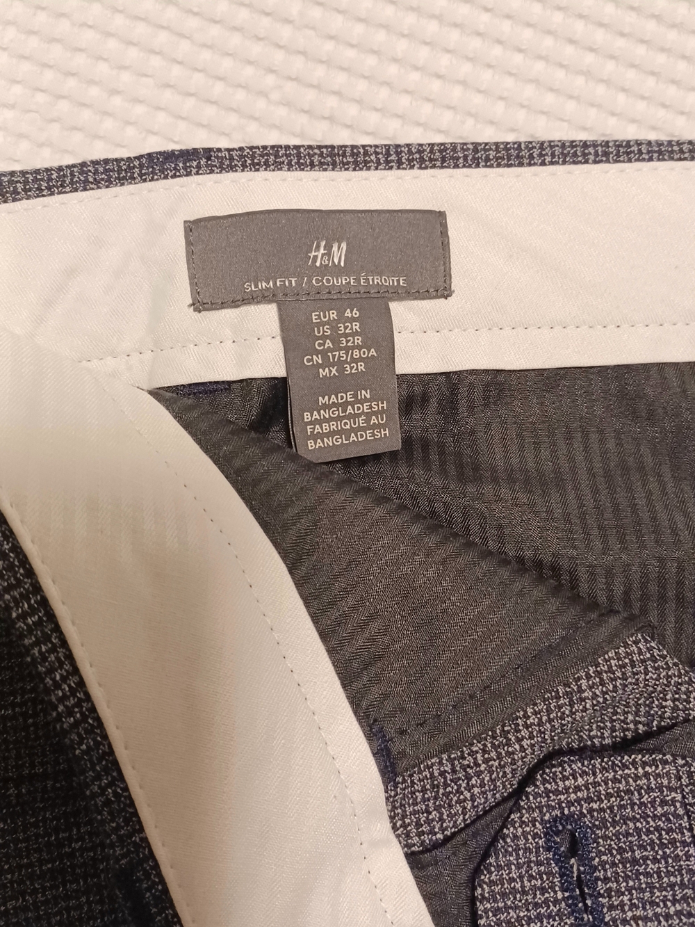 H&M Navy Tweed Slim Fit Trousers